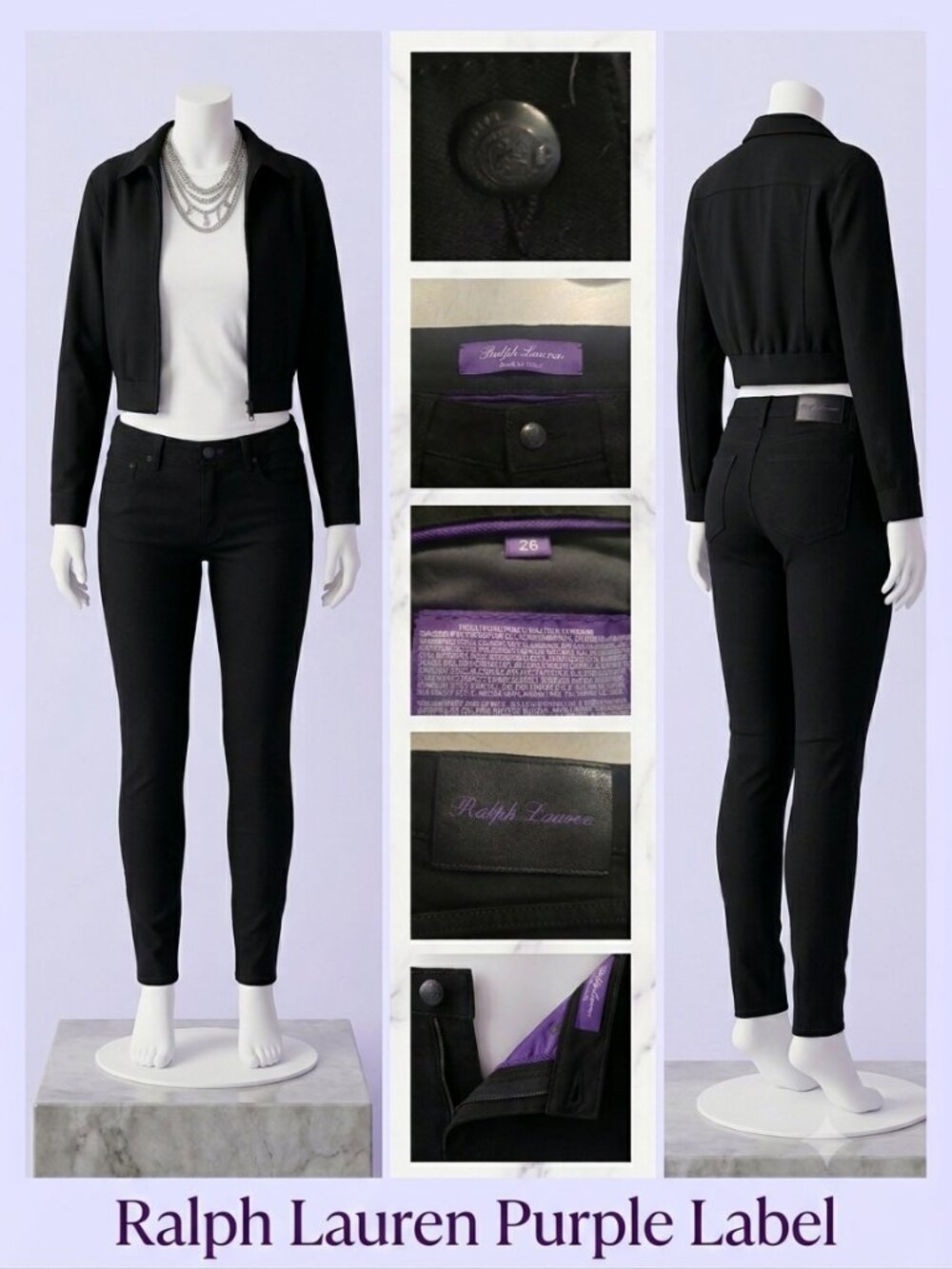 AUTHENTIC Ralph Lauren  PURPLE LABEL Black Skinny Jeans Size 26